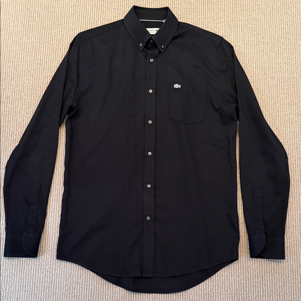 Lacoste Men's Black Button-Down Dress Shirt. Size 38